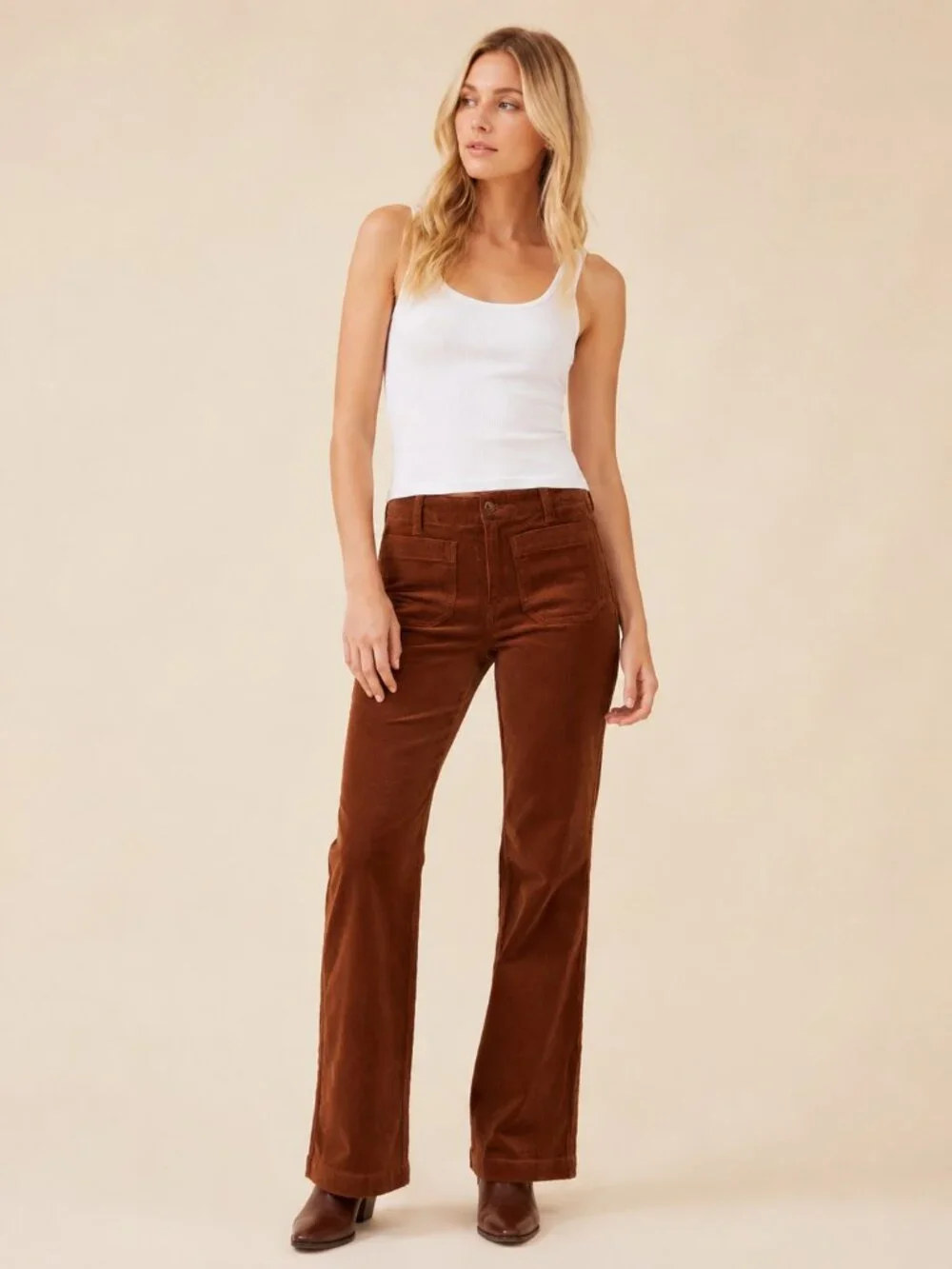 2/$30 NWT Sanctuary Patch Pocket Corduroy Pant Mid Rise Burnt Orange 25 #A3283